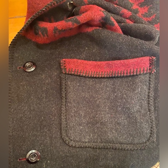 Vintage Wooded River Reversible Wool Blend Long Warm Coat Moose Size Medium - Picture 11 of 11